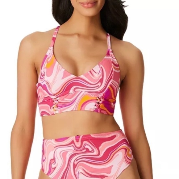 Jessica Simpson Women'Good
Vibrations Cropped Cami Bikini Top Femme Multi New L - Picture 2 of 11